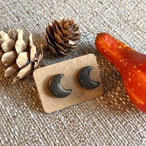 Gold & Black Moon Studs